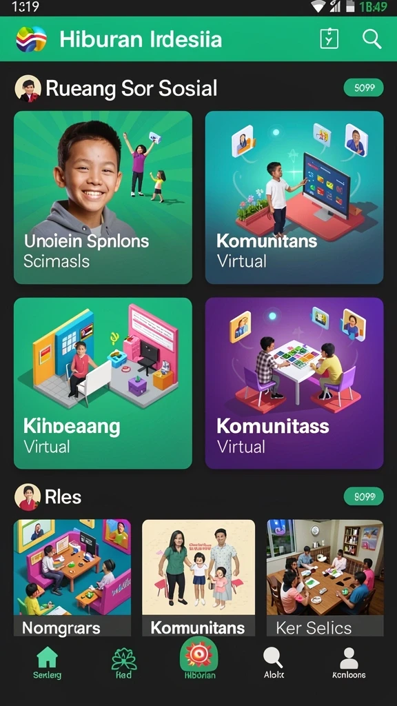 Menu fitur permainan yang lengkap dan menarik.