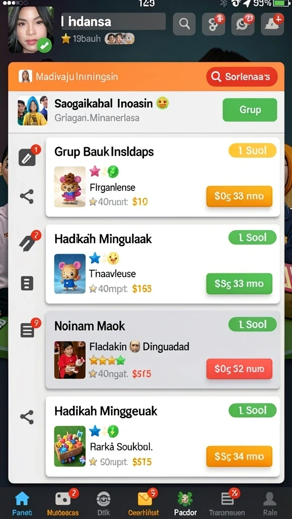 Tampilan menu utama yang menarik dan user-friendly.