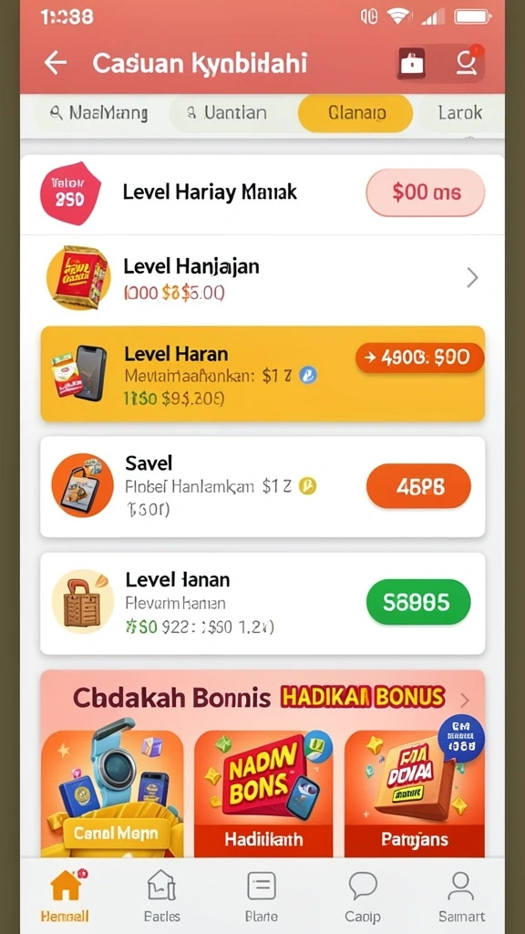 Contoh tampilan fitur bonus yang menguntungkan.