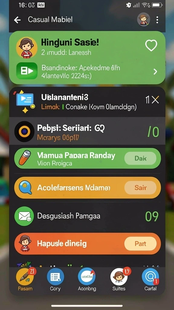 Tangkapan layar memperlihatkan fitur hadiah dan aktivitas menarik.