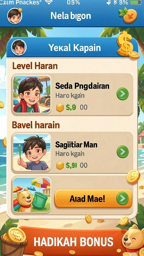 Screenshot menunjukkan karakter yang unik dan menarik.